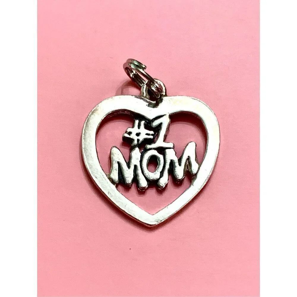 .925 Heart #1 Mom Sterling Silver Jewelry Charm #love